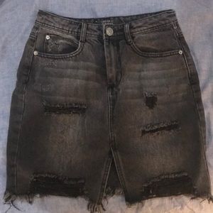 Forever 21 Distressed Black Denim Mini